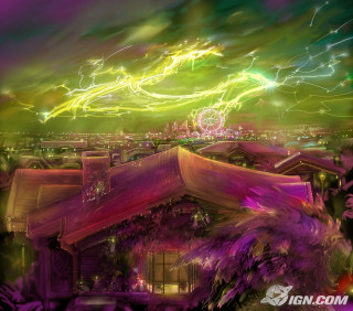 Building lights sky trees painting - the sky above free wallpaper for tablet
