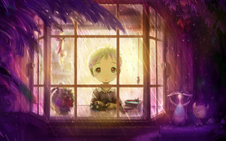 Little boy window rain purple - a little boy free wallpaper