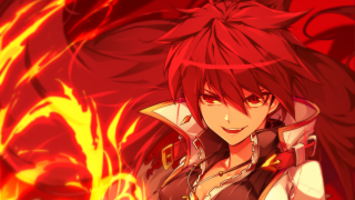Red hair woman sword fire - flame free wallpaper