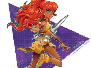 Cartoon woman sword dress hand - a sword and a dress free wallpaper