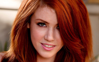 Red hair white shirt smiling - red hair free wallpaper