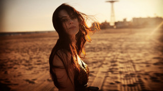 Woman beach hair wind water - dirk crabeth free wallpaper