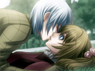 Man woman grass trees sky - the background and a sky background free wallpaper for desktop