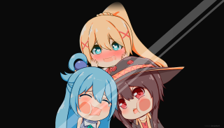 Anime girls blue hair black - temporary art free wallpaper