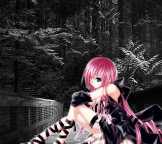 Pink hair gothic bridge city - pink hair free wallpaper for tablet