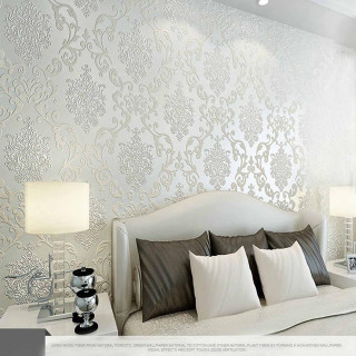 White bedroom flower pattern ink - a white bed free wallpaper