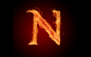 Fire letter n black background - flame free wallpaper
