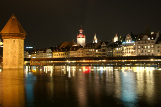 City bridge clocktower night reflections - heidelberg school free wallpaper