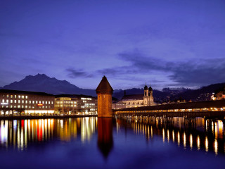 Clocktower bridge cityscape night river - a large body of water free wallpaper