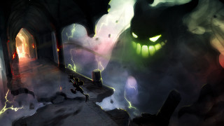 Cartoon running tunnel glowing cat - a dark tunnel free wallpaper