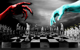 Hand reaching art chess board - a chess board free wallpaper