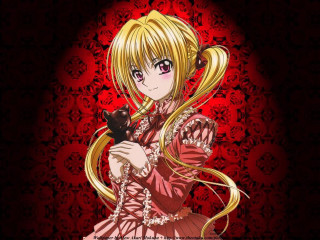 Red dress girl black cat - rose free wallpaper for desktop