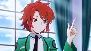 Man suit pointing window background - his finger free wallpaper