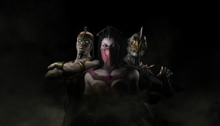 Costume party dark smoke background - smoke behind them free wallpaper