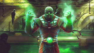 Green suited man holding glowing - a green ball free wallpaper