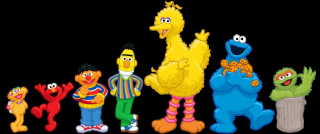 Sesame characters group black background - letterism free wallpaper