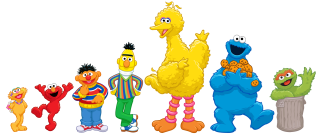 Sesame characters group black background 2 - net art free wallpaper for desktop