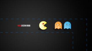 Black background three pacman characters - anton fadeev free wallpaper for desktop