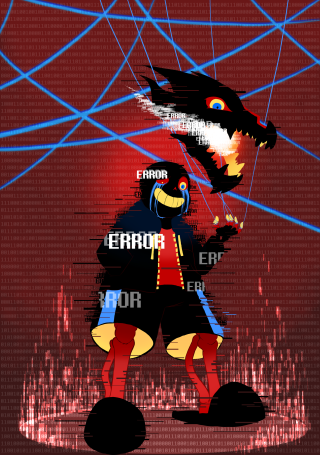 Man suit dragon red background - cyberpunk art free wallpaper for mobile