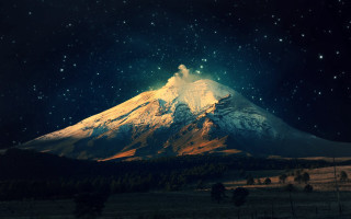 Snowy mountain night sky stars 4 - in the foreground free wallpaper for desktop
