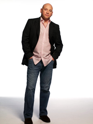 Bald man pink shirt black - precisionism free wallpaper