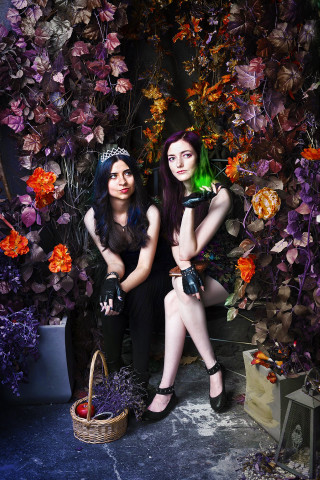 Two women black flower display - elinor proby adams free wallpaper for mobile