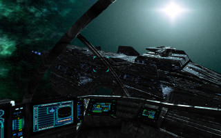 Sci fi space station green - volumetric lighting free wallpaper for desktop