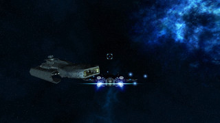 Spaceship flying sky star blue - a star in the background free wallpaper