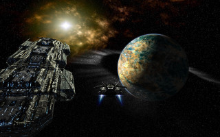 Space station spaceship planet star - a star in the sky free wallpaper