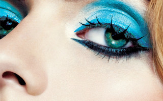 Blue eyes blue makeup photorealistic - blue eyeshadow free wallpaper