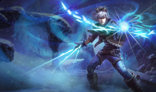 Woman blue sword snowy monster - a sword in a snowy landscape free wallpaper