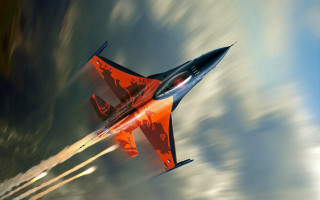 Red black jet cloudy sky 2 - dirck van der lisse free wallpaper