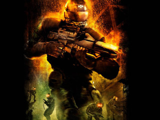Man helmet gun flames destruction - classical free wallpaper
