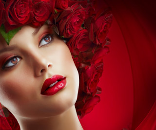 Red roses fashion portrait closeup - red rose free wallpaper for desktop