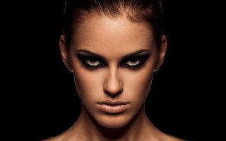 Woman black makeup serious look - black makeup free wallpaper