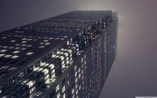 Tall building windows night foggy - a foggy sky free wallpaper