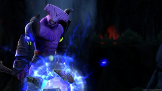 Purple armor glowing forest male - cinematic focus free wallpaper