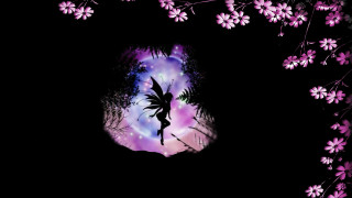 Fairy purple background flowers silhouette - a fairy free wallpaper