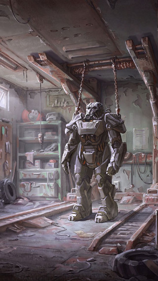 Robot room chain man suit - free sci-fi wallpaper for mobile