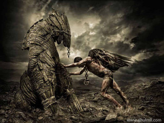 Man holding horse statue chain - bastien l. deharme free wallpaper for desktop