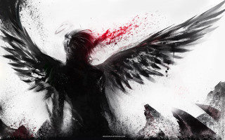 Person wings blood body head 2 - a painting of a person free wallpaper
