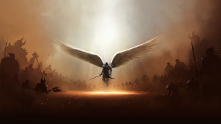 Person wings sword air group - a large group of people free wallpaper