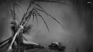 Woman laying rain bloody face - a bloody hand free wallpaper for desktop