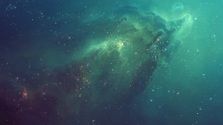 Large green blue space stars - star and dusts free wallpaper