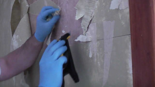 Person blue gloves painting wall - alberto burri free wallpaper