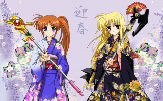 Anime girls umbrellas floral background 2 - a floral background free wallpaper