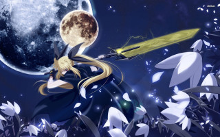 Girl sword full moon stars 2 - a full moon free wallpaper for desktop