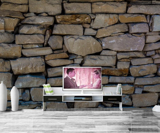 Television white table stone wall - a stone wall free wallpaper for desktop