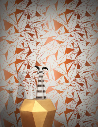 Vase bird wall geometric pattern - a cubist painting free wallpaper for mobile
