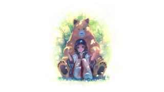 Girl sitting chair teddy bear - cushart krenz free wallpaper